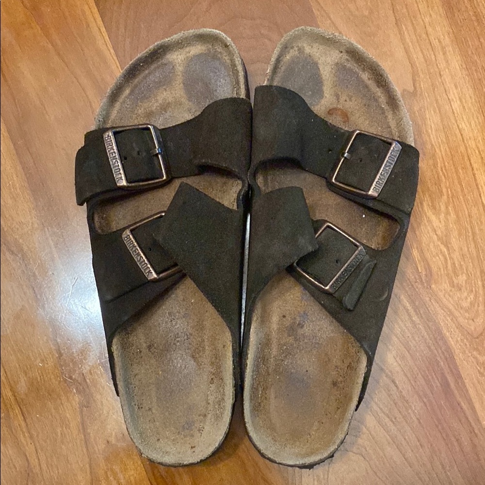 Birkenstock Brown Suede Arizona Sandals with Buckles